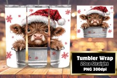 Watercolor Cute Cow Christmas Wrap - 20oz Holiday Tumbler Product Image 1