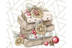 Christmas Book Clipart, Festive Reading PNG Illustrations Product Image 5