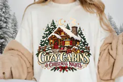 Cozy Cabin Christmas Nights PNG, Snowy Winter Cabin Holiday Product Image 2