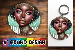 Enchanted Circle Keychain PNG, Afro Girl Product Image 1
