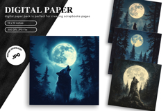 Wolf Wall Art Digital Paper Backgrounds Printable Scrapbook Product Image 1