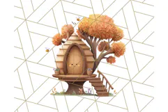 Autumn Treehouse & Woodland Cabin PNG Clipart Product Image 5