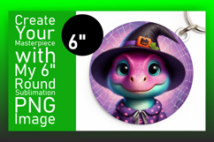 Chic Circle Coaster PNG Design , Halloween Dino Product Image 1