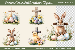 Easter Cross Sublimation Clipart PNG Product Image 1