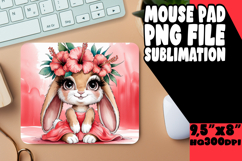Bright MOUSE PAD Sublimation Art, Cute Bunny Product Image 1