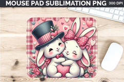 Watercolor Bunny Mouse Pad Sublimation - Valentines PNG Product Image 1