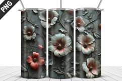 3D Flowers Tumbler Wrap | Sublimation Design | Tumble PNG Product Image 3