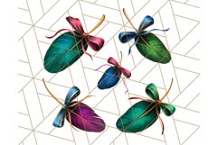 Peacock Christmas Clipart in Jewel Tones, Christmas Png Product Image 5