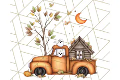 Halloween Cottagecore Truck PNG Clipart, Fall Style Clip Art Product Image 5