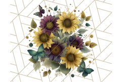 Sunflower and Butterfly PNG Clipart, Bright Jewel Tones Png Product Image 5