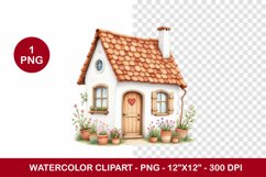 spring png watercolor clipart - cute house Product Image 1