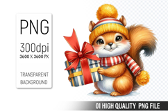 Watercolor Christmas Animals Clipart PNG Bundle, 25 Designs Product Image 14