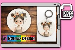 Boho Joy Kids Keychain Print Sublimation PNG Round Product Image 1