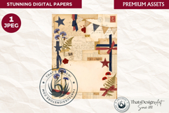 Patriotic Vintage 4th of July Junk Journal digital paper Product Image 1