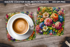 Flowers Coaster Sublimation, Spring Coaster PNG Design Product Image 1