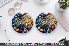 4th Of July Car Coaster Sublimation| 4th Of July Coaster PNG Product Image 1