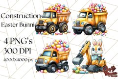 Easter Bunny Construction Clipart, Spring Png Product Image 1