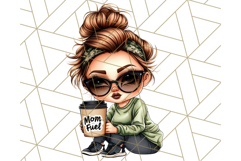 Sassy Mom Coffee PNG Clipart, Messy Bun Mom Life PNGs Product Image 4