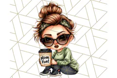 Sassy Mom Coffee PNG Clipart, Messy Bun Mom Life PNGs Product Image 4