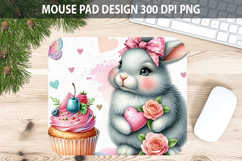 Watercolor Rabbit Mouse Pad Sublimation - Valentines PNG Product Image 1