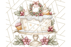 Christmas Cake Clipart PNG, Cottagecore Holiday Desserts Product Image 5