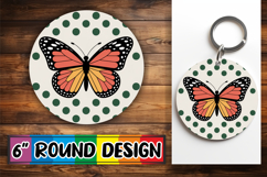 Blissful Round Keychains Sublimation PNG, Butterfly Product Image 1