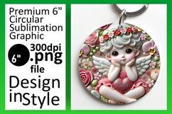 Artful Round Design for Keychains , 3D Cupid Product Image 1