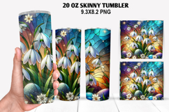 Florals Skinny Tumbler 20oz Wrap Design, Winter Tumbler PNG Product Image 1
