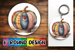 Cozy Circle Keychain Design PNG, Pumpkin Watercolor Product Image 1