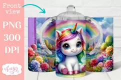 Cute unicorn sippy cup sublimation PNG, Kids tumbler PNG Product Image 1