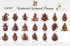 Watercolor Whimsical Red and Gold Pinecones Clipart Product Image 6