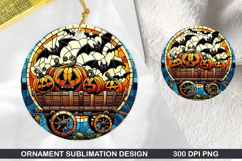 Pumpkin Stained Glass Ornament PNG, Digital Download File Product Image 1