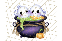 Ghost Café PNG Clipart, Cute Ghost Baristas Halloween Treats Product Image 5