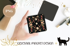 Celestial Moon Magnet Design, Flowers Magnet, Celestial PNG Product Image 1