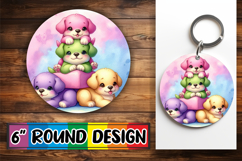 Bright Round Ornaments Sublimation PNG, Cute Animals Product Image 1