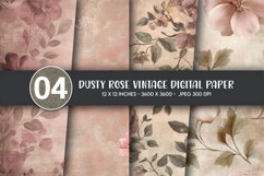 Dusty Rose Vintage Digital Paper Product Image 1