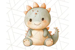 Cute Pastel Dinosaur Clipart PNG for Nursery Art, Baby Decor Product Image 5