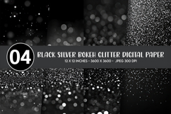Black Silver Bokeh Glitter Digital Paper Product Image 1