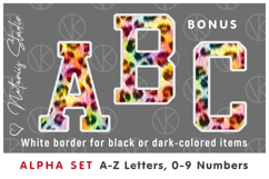 2 Rainbow Leopard Print Alpha Sets. Letters Numbers Clipart. Product Image 5