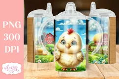 Cute chicken sippy cup sublimation PNG, Kids tumbler templat Product Image 3