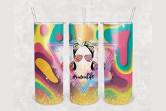 Mom Life Rainbow Gold Glitter 20 oz skinny tumbler Product Image 1