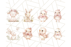 Pastel Pink Easter Bunny and Chick Png, Cottagecore Clipart Product Image 4