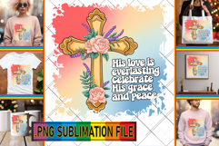 BLISSFUL TSHIRT Sublimation PNG, Cross Product Image 1
