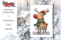 Merry Christmas Deer Garden Flag Print, Winter Garden Flag Product Image 1