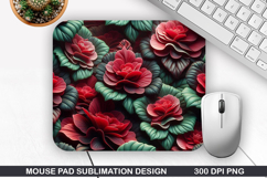 3D Flowers Mouse Pad Sublimation, Flowers Mouse Pad PNG Product Image 1