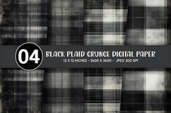 Black Plaid Grunge Digital Paper Product Image 1