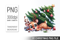 Watercolor Cute Christmas Reindeer Clipart PNG Bundle Product Image 12