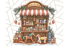 Cozy Christmas Market Stall Clipart PNG, Holiday Art Png Product Image 5