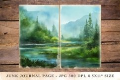 Printable Junk Journal Pages green landscape 1 Product Image 1
