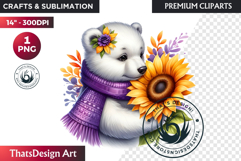 Cute Autumn Animals &amp; Sunflowers - Thanksgiving Clipart Product Image 1